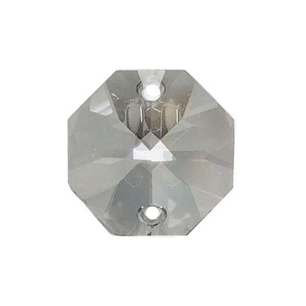Octagon Crystal 14mm Silver Prism with Two Holes