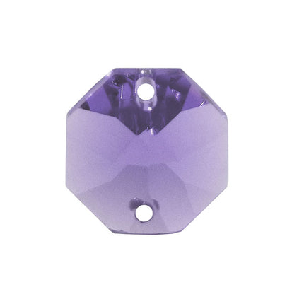 Octagon Crystal 14mm Violet Prism with Two Holes