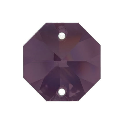 Octagon Crystal 18mm Amethyst Prism with Two Holes