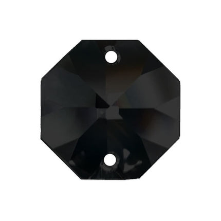Octagon Crystal 18mm Black Prism with Two Holes
