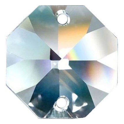 Octagon Crystal 28mm Clear Prism with Two Holes