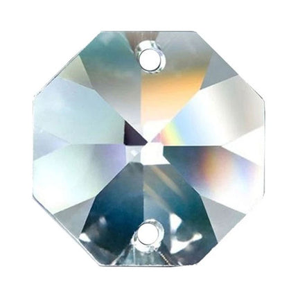 Octagon Crystal 24mm Clear Prism with Two Holes