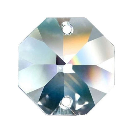 Octagon Crystal 22mm Clear Prism with Two Holes