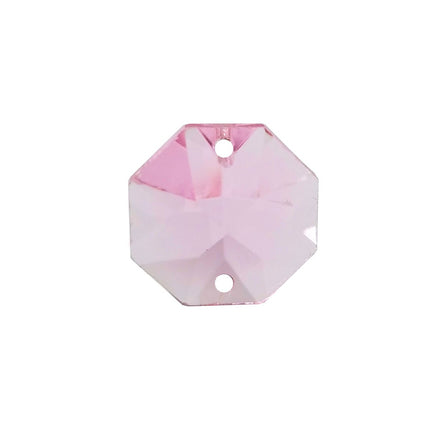 Octagon Crystal 18mm Pink Prism with Two Holes