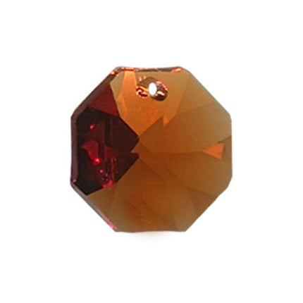 Octagon Crystal 14mm Amber Prism with One Hole on Top
