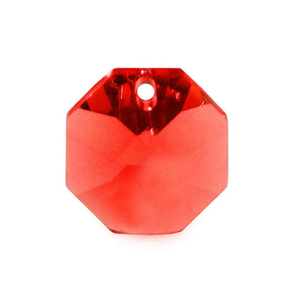 Octagon Crystal 14mm Red Prism with One Hole on Top