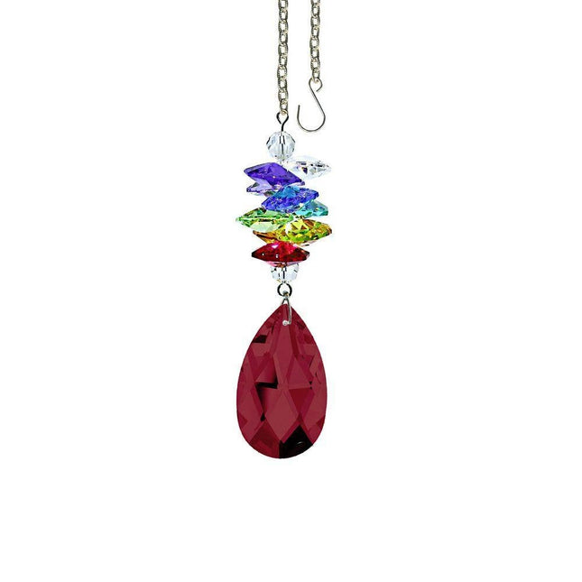 Bordeaux Almond Rainbow Maker Suncatcher with Swarovski Crystals and Chrome Chain