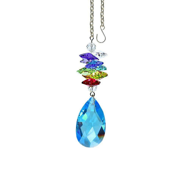 Medium Sapphire Almond Rainbow Maker with Swarovski Crystals and Chrome Chain