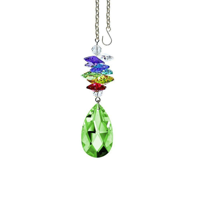 Light Peridot Almond Rainbow Maker Suncatcher with Swarovski Crystal Prism