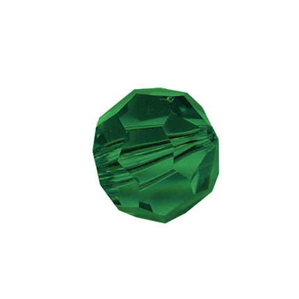 Faceted Round Bead Crystal 10mm Emerald Prism with Hole Through