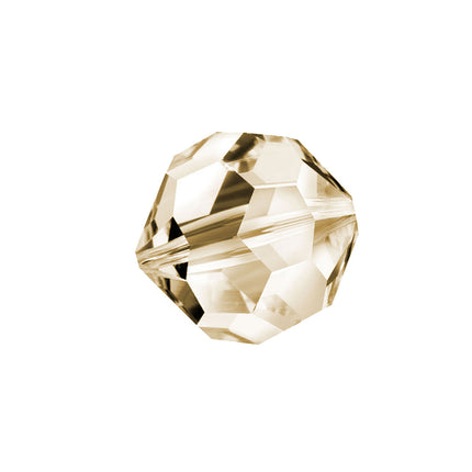Faceted Round Bead Crystal 10mm Honey Prism with Hole Through