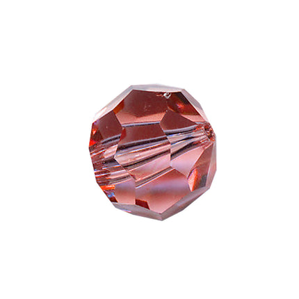 Faceted Round Bead Crystal 10mm Pink Prism with Hole Through