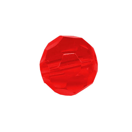 Faceted Round Bead Crystal 10mm Red Prism with Hole Through