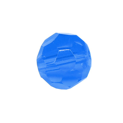 Faceted Round Bead Crystal 10mm Sapphire Prism with Hole Through
