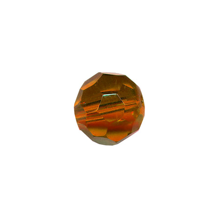 Faceted Round Bead Crystal 8mm Amber Prism with Hole Through