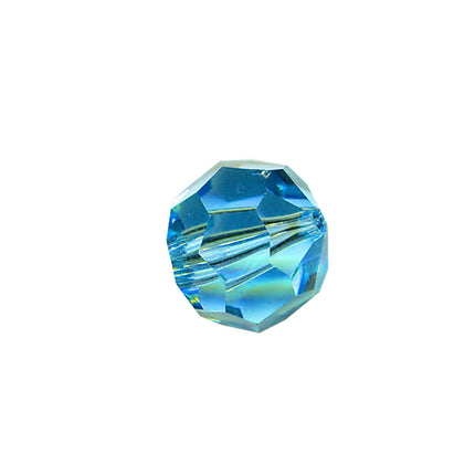 Faceted Round Bead Crystal 8mm Aquamarine Prism with Hole Through