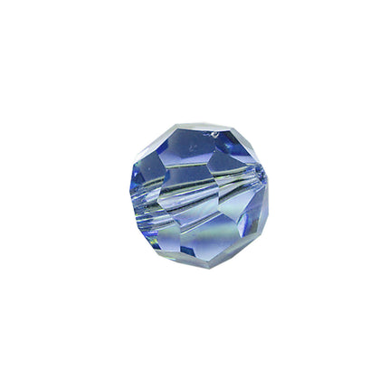 Faceted Round Bead Crystal 8mm Blue Prism with Hole Through