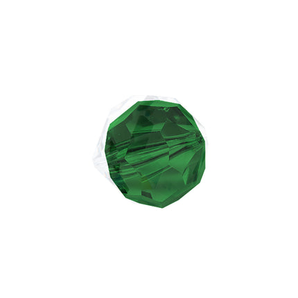 Faceted Round Bead Crystal 8mm Emerald Prism with Hole Through