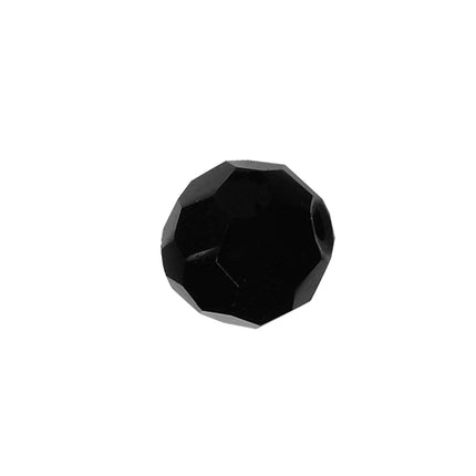 Faceted Round Bead Crystal 8mm Black Prism with Hole Through