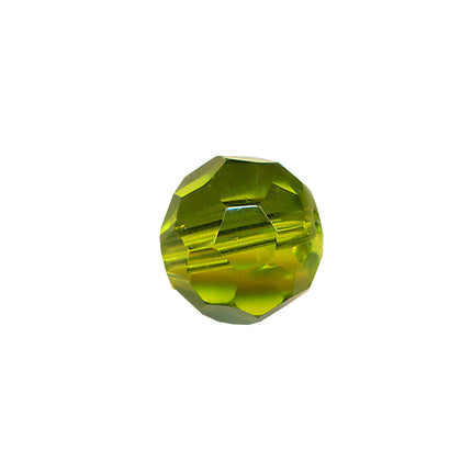 Faceted Round Bead Crystal 8mm Light Green Prism with Hole Through