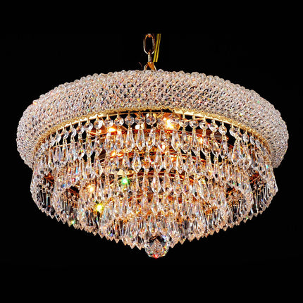 Crystal Chandelier W:15" x H:8" Genuine Magnificent Crystal Prisms 4 Lights-CrystalPlace