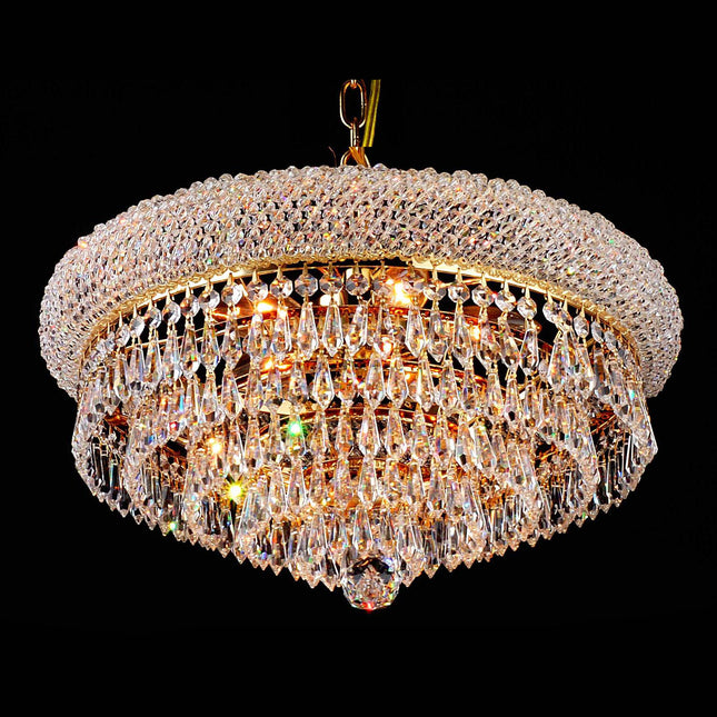 Crystal Chandelier W:15" x H:8" Genuine Magnificent Crystal Prisms 4 Lights-CrystalPlace