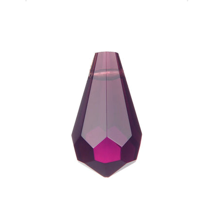 Tear Drop Faceted Crystal 20mm Purple Prism with One Hole on Top