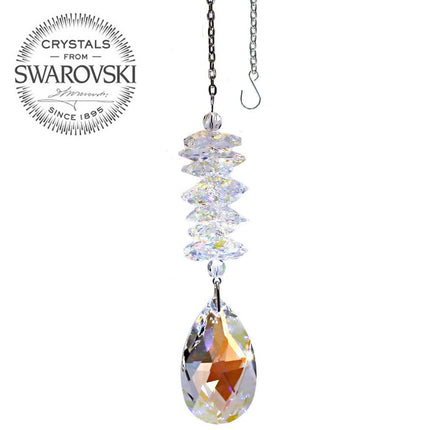 Crystal  Ornament Aurora Borealis Almond Prism, Rainbow Maker Spiral Cascade Crystal Suncatcher Made with Swarovski Crystals