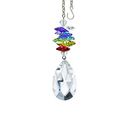 Crystal Ornament Clear Almond Prism with Colorful Rainbow Maker with Swarovski crystal Prisms