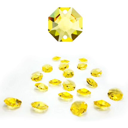 Swarovski Strass Crystal 14mm Light Topaz Octagon Lily Prism Two Holes