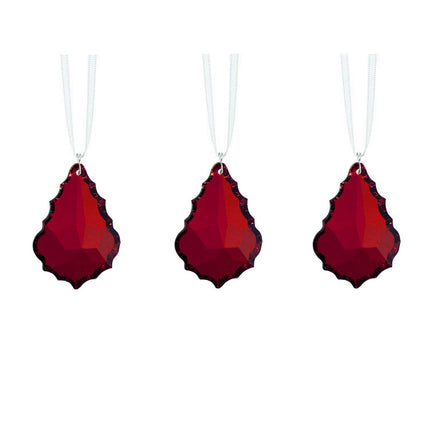 Bordeaux Red Pendeloque Swarovski Strass Crystal 1.5-Inch Prism Hanging Ornaments (3 Pcs)