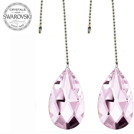 Ceiling Fan Pulls Swarovski Strass 2 inches Light Pink Almond Prism Fan Pulley Set of 2