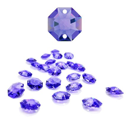 Swarovski Strass Crystal 14mm Blue Violet Octagon Lily Prism Two Holes