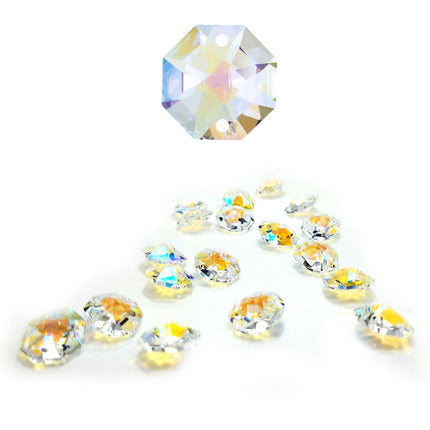 Swarovski Strass Crystal 14mm Aurora Borealis Octagon Lily Prism Two Holes