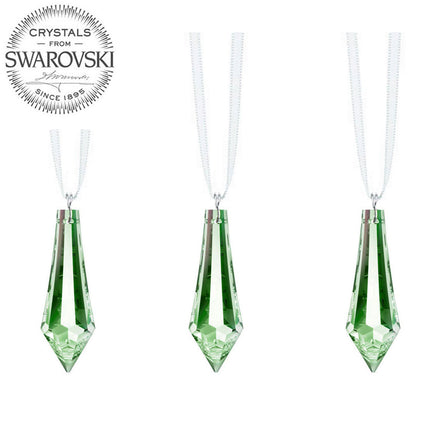 Suncatchers for Windows Swarovski Crystals Light Green Drop Prisms Hanging Ornament Pendants, 3-Pcs