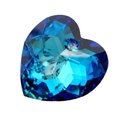 Crystal Hear Swarovski 6215-18mm Heart Prism Bermuda Blue Fancy Pendant Crystal