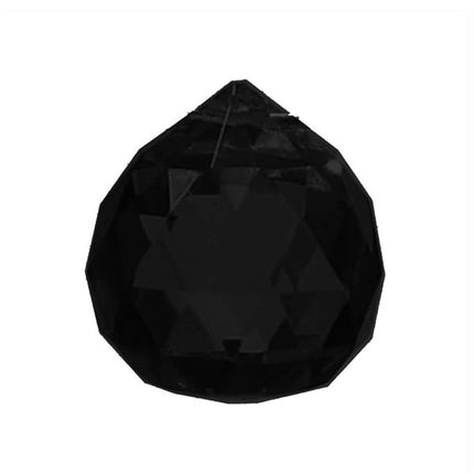 Faceted Ball Crystal 20mm Black Prism with One Hole on Top