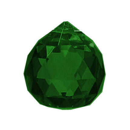 Faceted Ball Crystal 20mm Emerald Prism with One Hole on Top