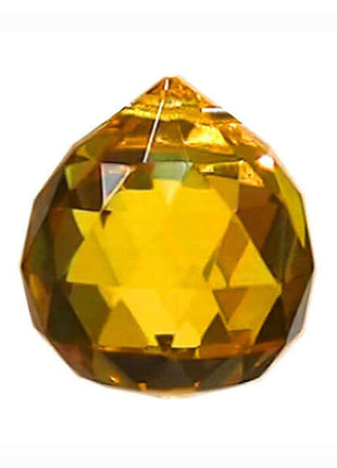 Faceted Ball Crystal 20mm Light Amber Prism with One Hole on Top