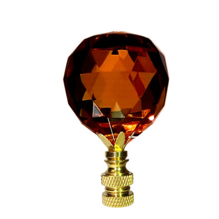 Lamp Shade Finial 30mm Amber Faceted Ball Prism Magnificent Crystal