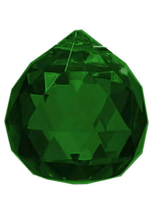 Faceted Ball Crystal 30mm Emerald Prism with One Hole on Top