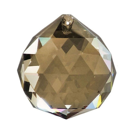 Faceted Ball Crystal 40mm Golden Teak Prism with One Hole on Top