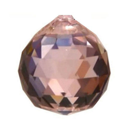 Faceted Ball Crystal 40mm Pink Prism with One Hole on Top