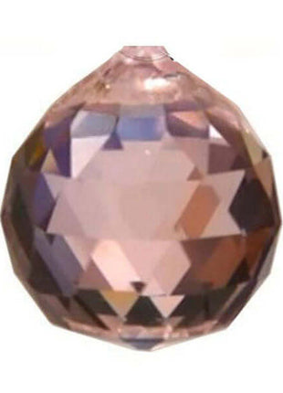 Faceted Ball Crystal 40mm Pink Prism with One Hole on Top