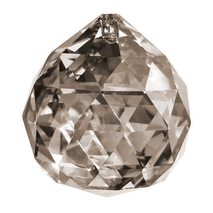 Faceted Ball Crystal 50mm Silver Prism with One Hole on Top
