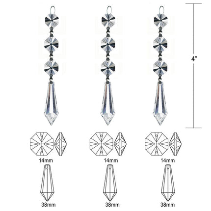 Spectra Lead Free 3-Pcs Replacement Chandelier Pendants Drop Crystal Prisms Octagon Crystal Bead for Lamp Decoration