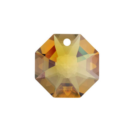 Swarovski Strass Crystal 14mm Topaz Copper Octagon Lily Prism One Hole
