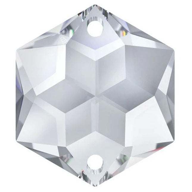 Swarovski Strass Crystal 28mm Clear Hexagon Star prism bead with Two Holes