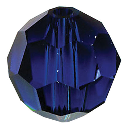 Swarovski Strass Crystal 10mm Dark Sapphire Faceted Round Bead with Hole Through