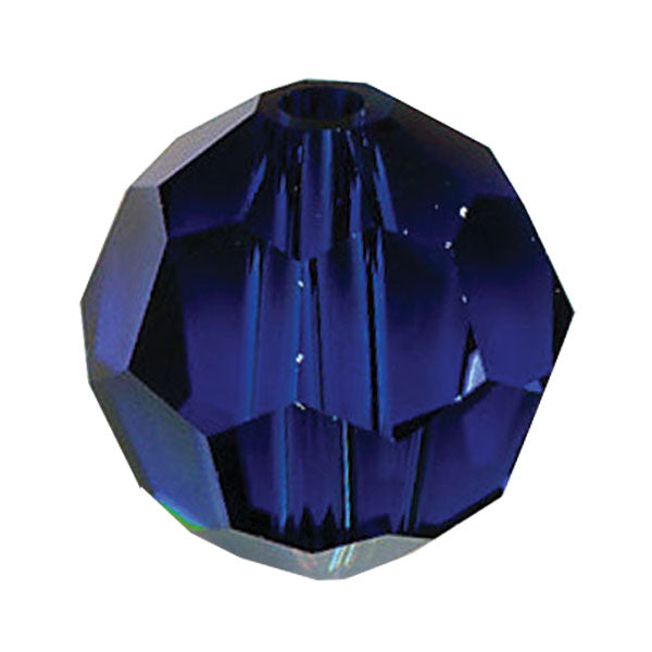 Swarovski Strass Crystal 8mm Dark Sapphire Faceted Round Bead with Hole  Through